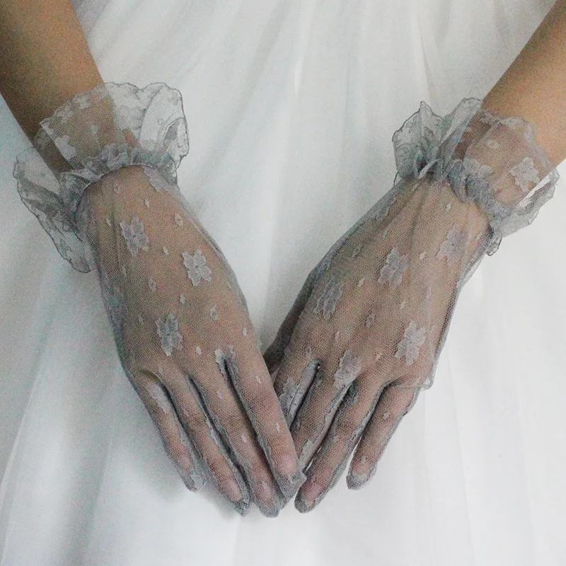 
Women Lace Gloves Short Wedding Gloves Elegant Finger Prom Gloves for Party 