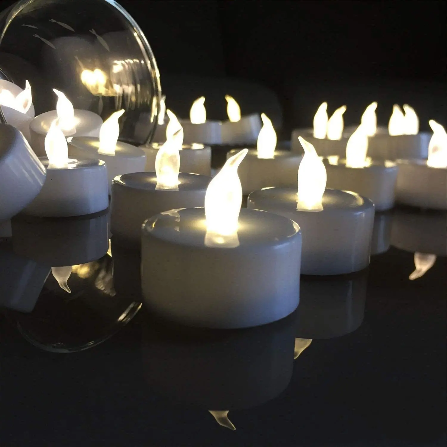 24 Pack Flameless LED Tea Lights Cool White Tealight Candle Long Lasting Battery Operated Plastic Candles