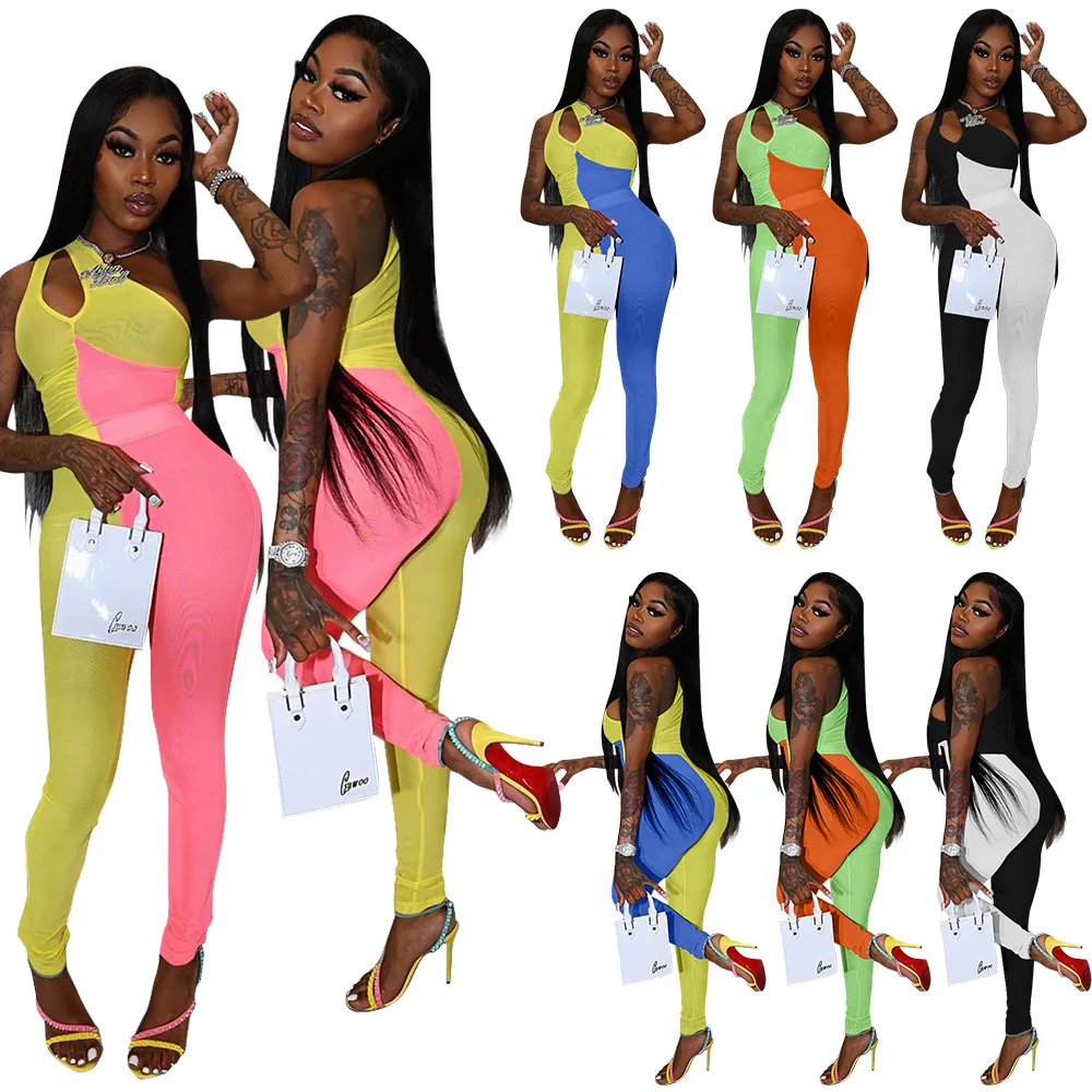 

2021 Women Outfit Joggers and Rompers One Piece Bodycon Summer Bodysuit Sexy Gym Joggers Jumpsuit for Women
