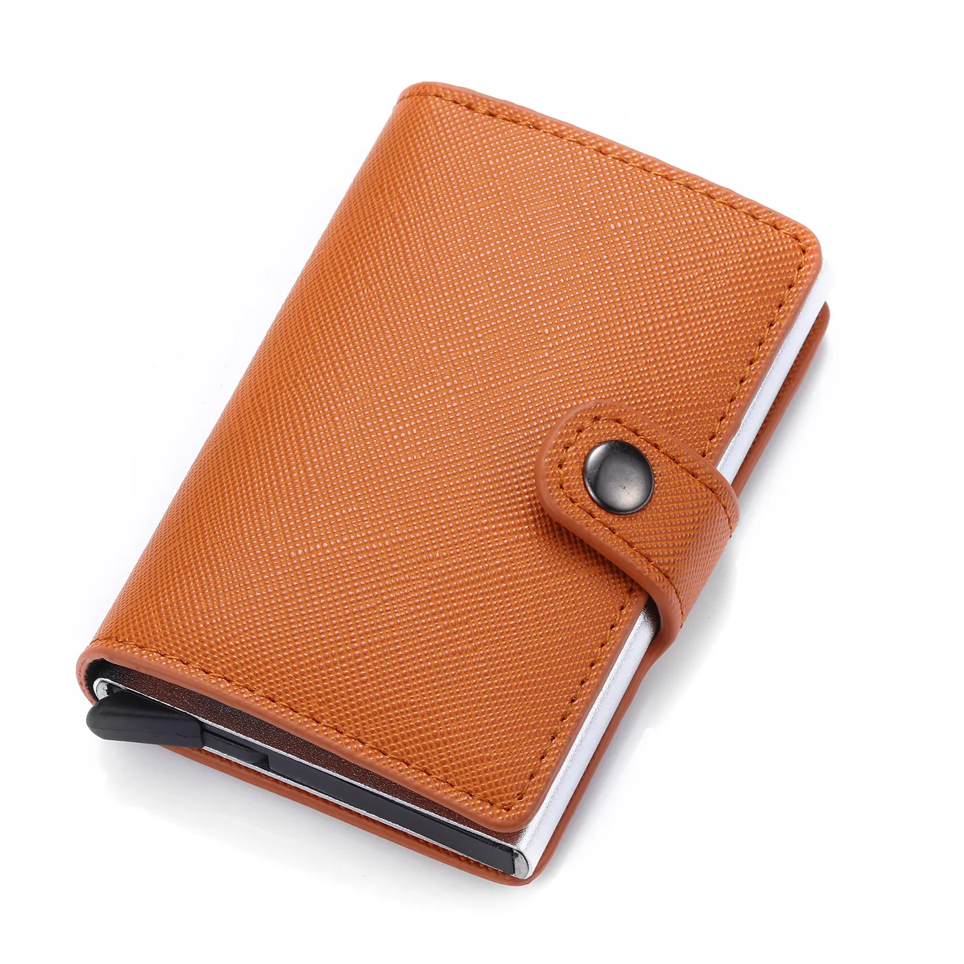 

Wholesale RFID aluminum alloy wallet special automatic pop up card case bag metal card holder wallet custom LOGO