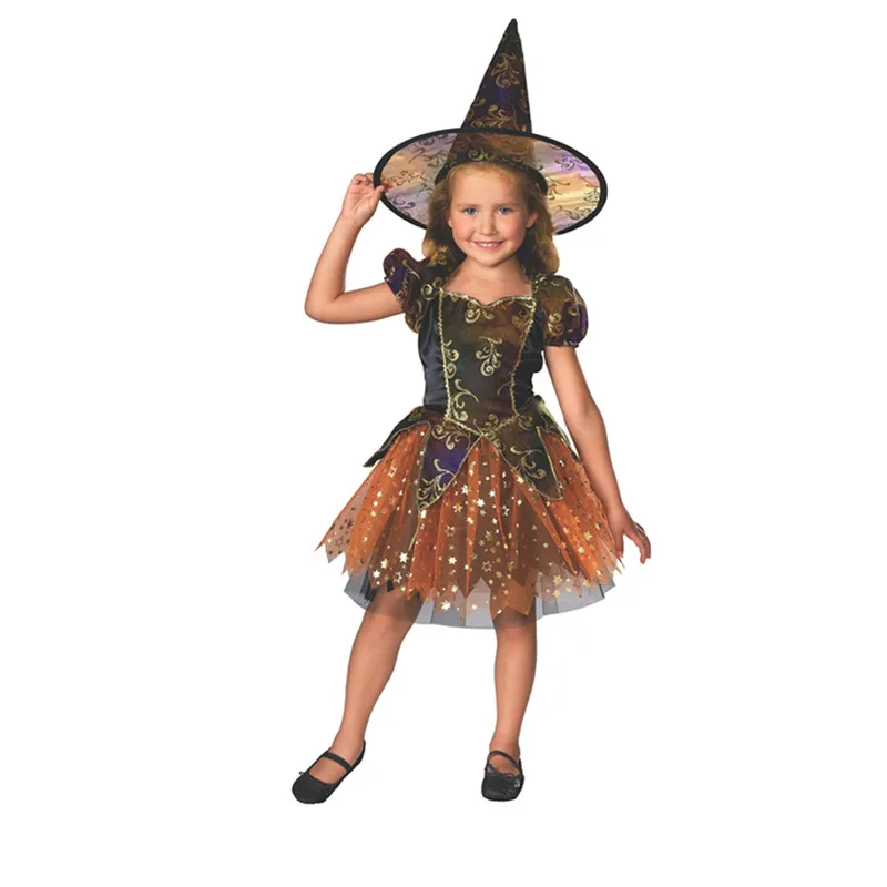 Witch Costume Kids Classic Retro Fancy Witches Dress Halloween Costume for Girls