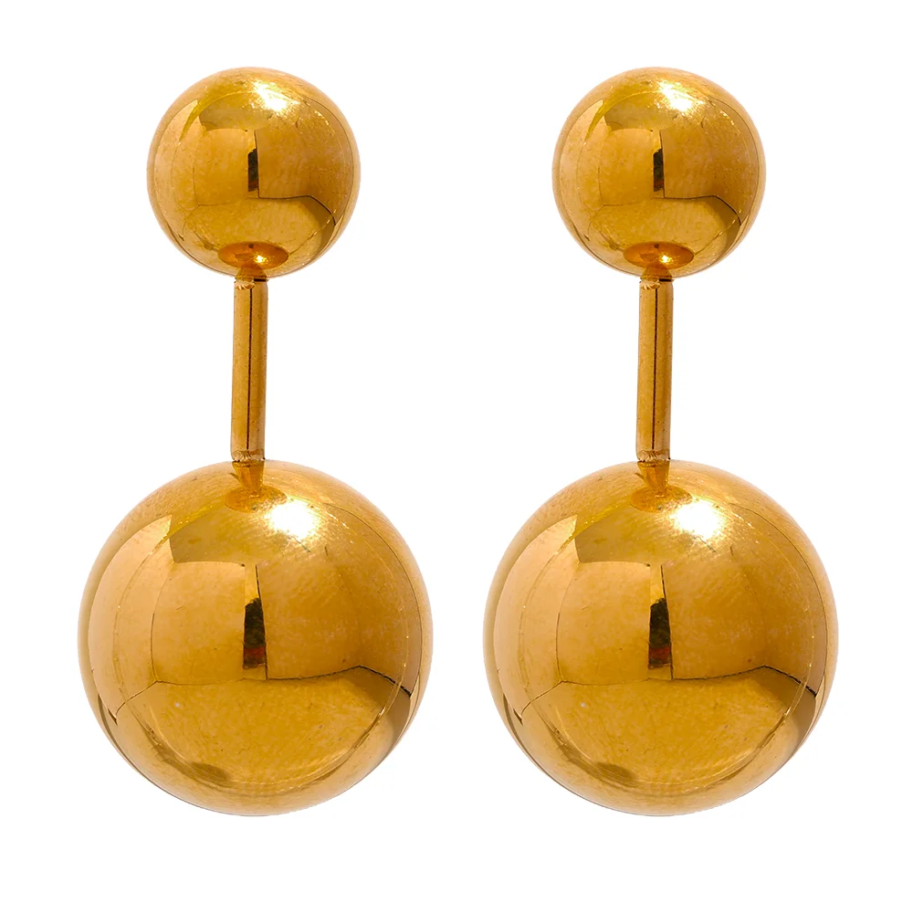 

JINYOU 2128 Stainless Steel 2023 Big Round Ball Stud Earrings Gold Texture Rust Proof Personalized Fashion Jewelry Charms Women