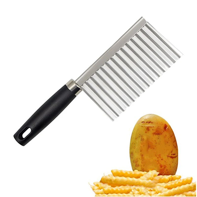 

Stainless Steel Potato Wavy Edged Cutter Knife French Gadget Fries Tools Vegetable Kitchen Potato Cooking Peeler Cutter Fry