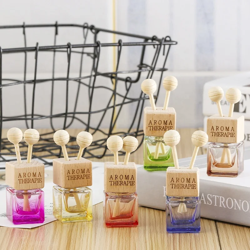 

6ml EXW price Car reed diffuser bottle Color Empty Glass Bottle Car air vent clip AC outlet square tinted bottle