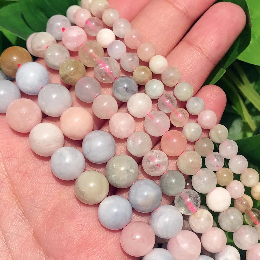 

Wholesale 4/6/8/10/12mm Natural Stone Beads Colorful Morganite Round Beads For Handmade Diy Jewelry