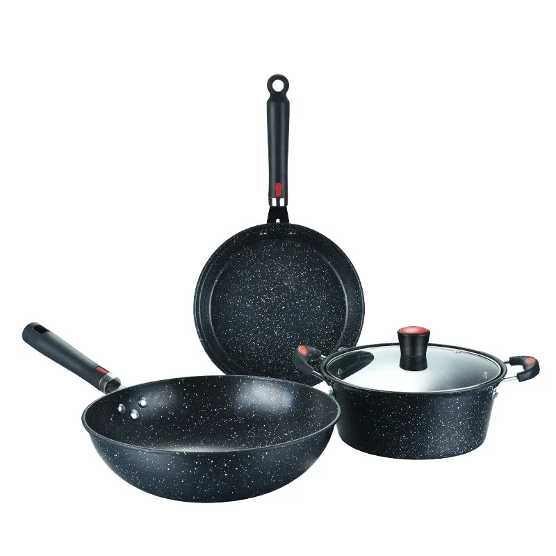 

3 Pcs Nonstick Cooking Pots Cookware Set Marble Granite Cookware Set