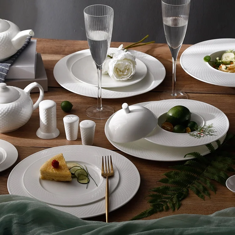 white serving plates