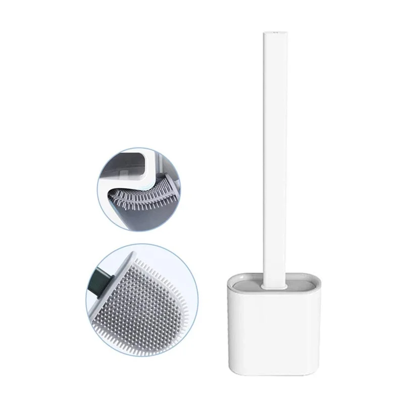 

Revolutionary Silicone Flex Toilet Brush with Holder,No-Slip Long Handle Toilet Brush with Holder, Standing Holder Wall Mounting