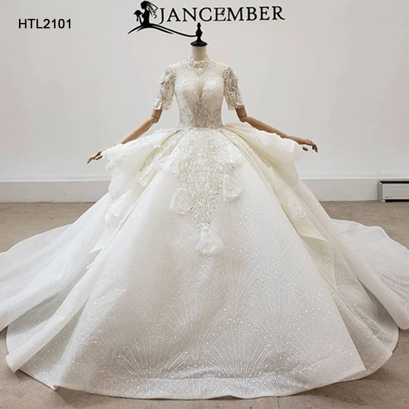 

Jancember HTL2101 2021 Newest Wedding Dresses Gown Lace Fabric Wedding Dress Bridal, White