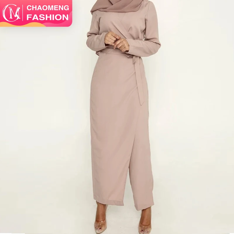 

6388# New arrival islamic clothing nida modest fashion dress long sleeve muslim jumpsuit for women, Red/pink/ brown/blue/black