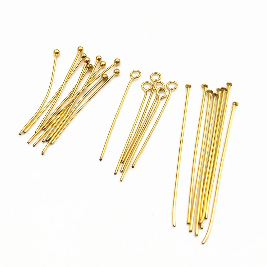 

High quality Stainless steel PVD 18 K Gold Plated T head Pinball head eye HEAD Pin & NEEDLES JEWELRY findingsDIY Accessories