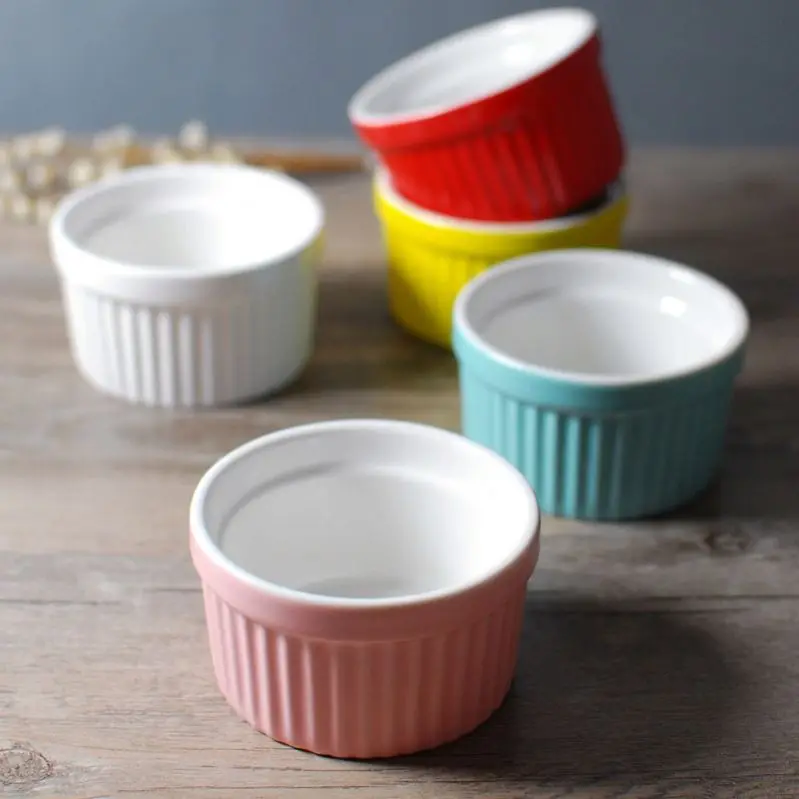 

High Quality French home kitchen round cake ramekin personalized cheap ceramic bakeware Ceramic Bowl Porcelain Ramekin, Customized