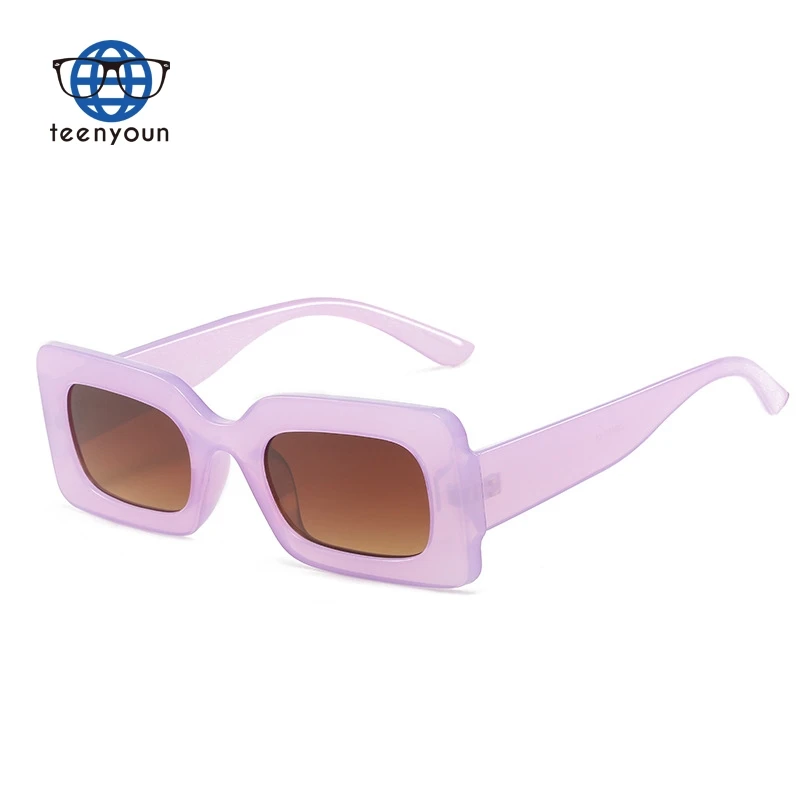 

Teenyoun Populavintr Small Rectangle Jelly Colors Sunglasses Women Shades Retro Punk Tea Gradient Square Sun Glasses