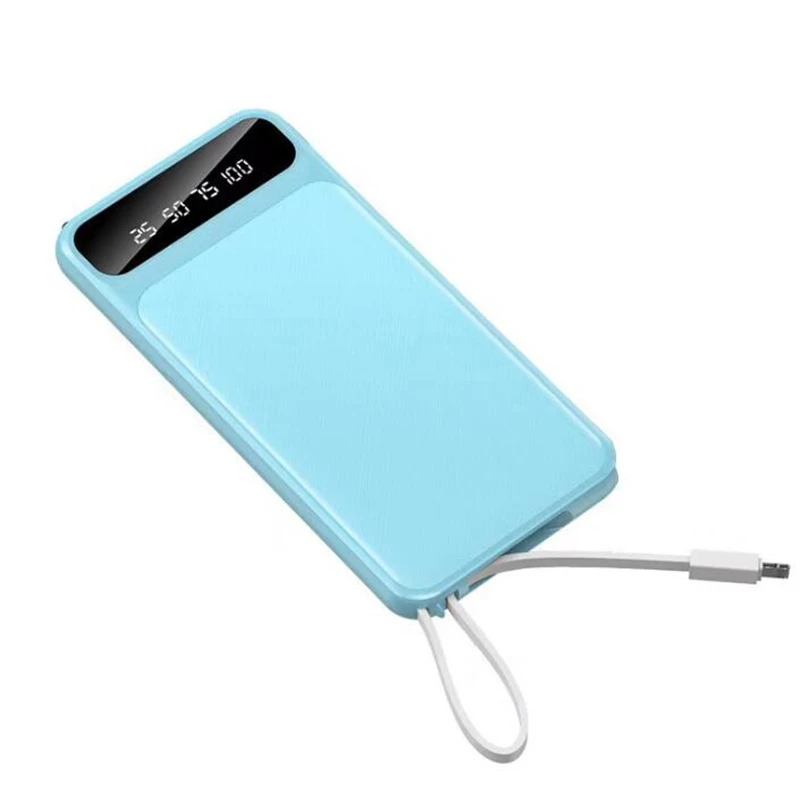 

2021 trending built-in cable charger 20000 mah double usb quick charging electronic products led display power bank