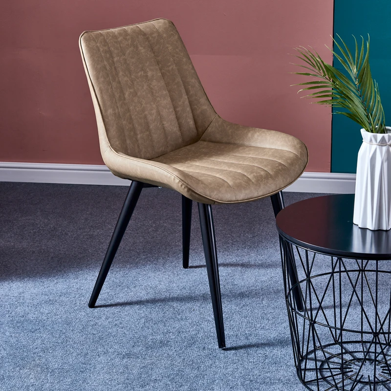 
Stock Wholesale leisure black design restaurant nordic metal luxury upholstered cheap modern leather dining chairs 