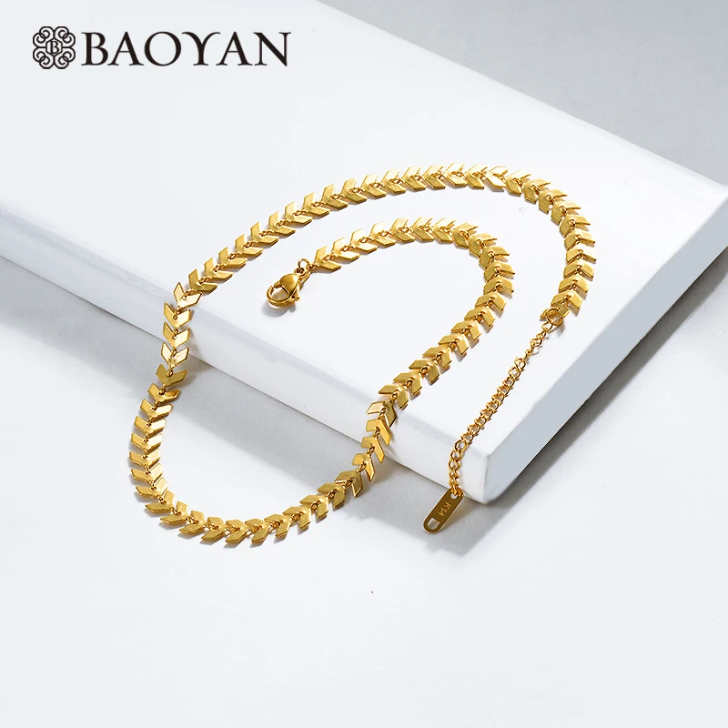 

BAOYAN Fashion Wedding 18K Gold Plated Stainless Steel Necklace Jewelry Necklace Chain, Gold color