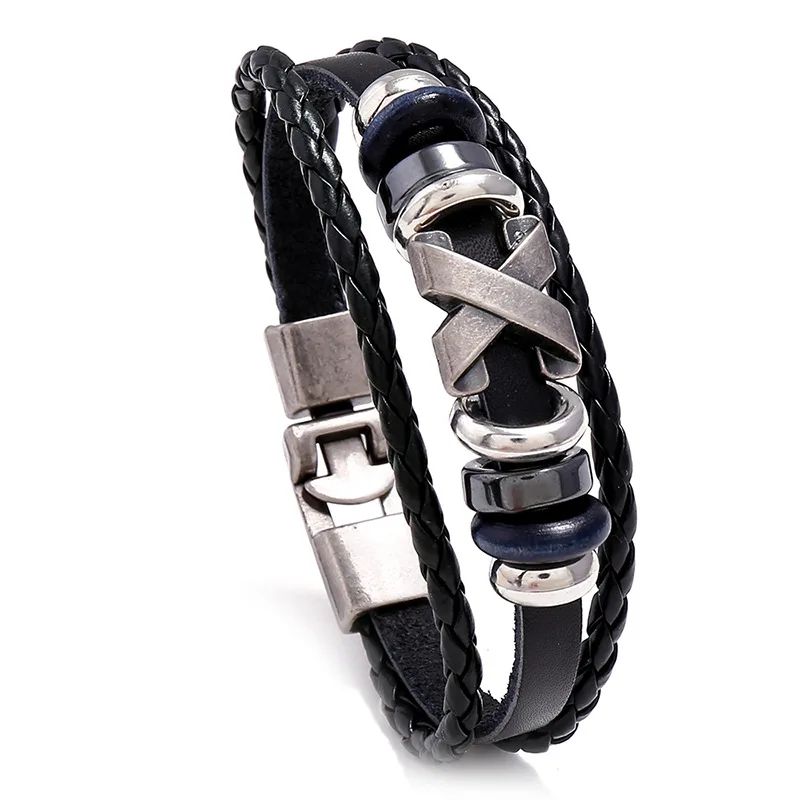 wholesale simple beaded pu bracelet men's and women's jewelry trend leather