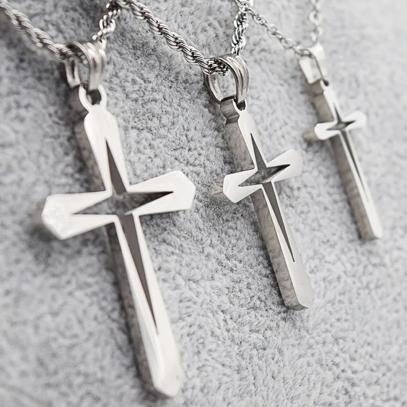 

Christian Ornaments Cross Necklace Stainless Titanium Steel Necklace Stainless Steel Geometric Pendant Gift Necklace