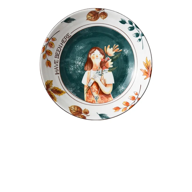 

Fairy Forest Deep Round Plate High Quality Elegant Ceramic Dining Plate Fine China