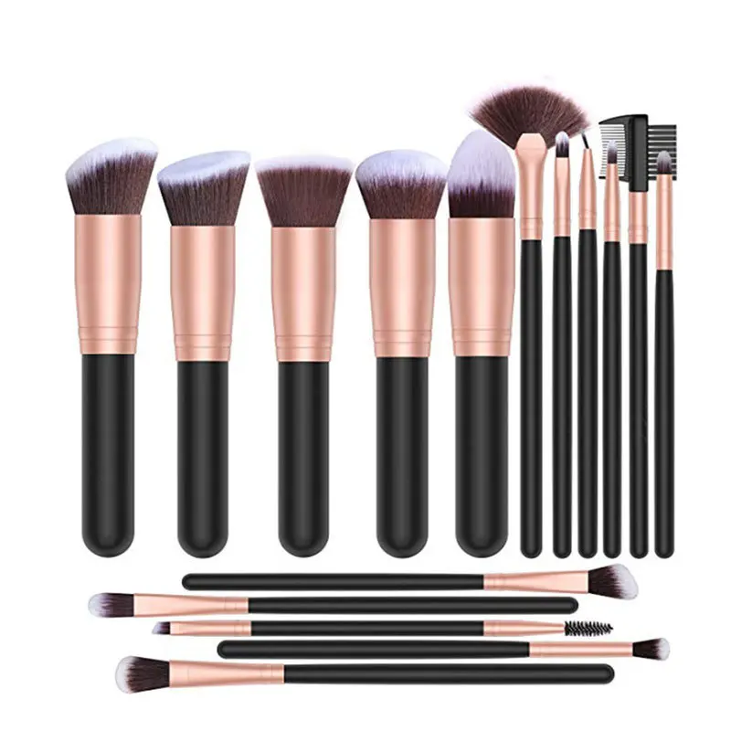 

New Arrival 16 Pcs Cosmetic Tools Synthetic Hair Powder Makeup Brush Set, Black