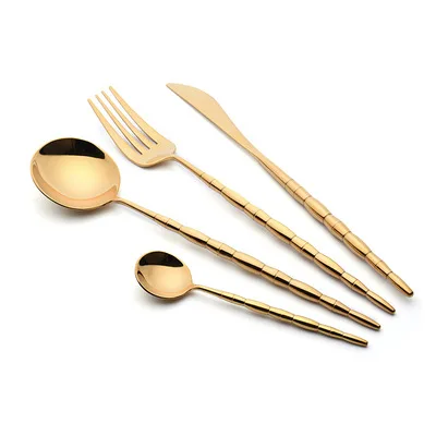 

Elegant Flatware Set For Weeding Cutlery Set With Box Gold cutlery set, Color+color handle