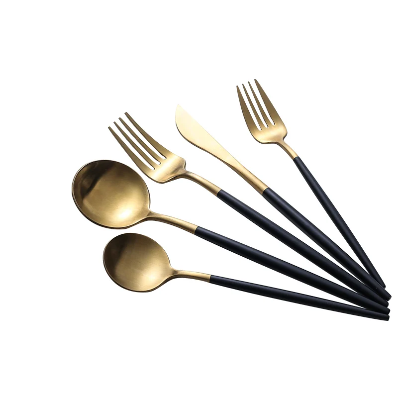 

Flatware 5PCS High Quality Stainless Steel Silverware Cutlery Set With Box, As requested