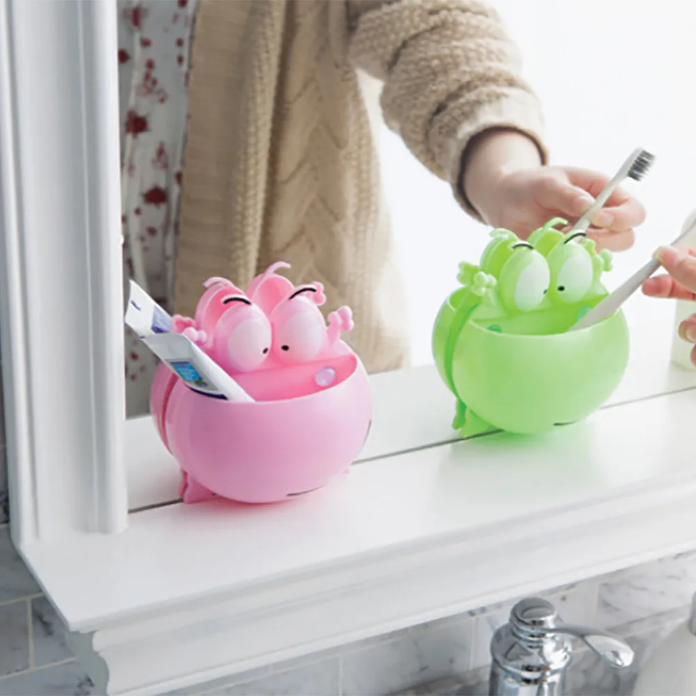 

Bathroom Accessories Toothbrush Holder Wall Suction Cups Shower Holder Cute Sucker Toothbrush Holder Suction Hooks Shelf, As photo