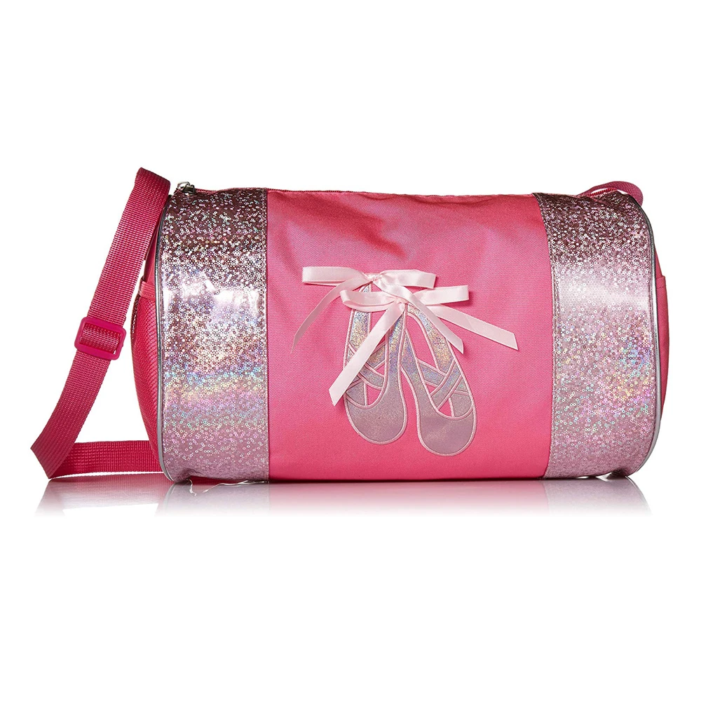 

2019 New Fashion Dance Duffel Bag With Embroidered ballet slippers with bow With adjustable shoulder strap