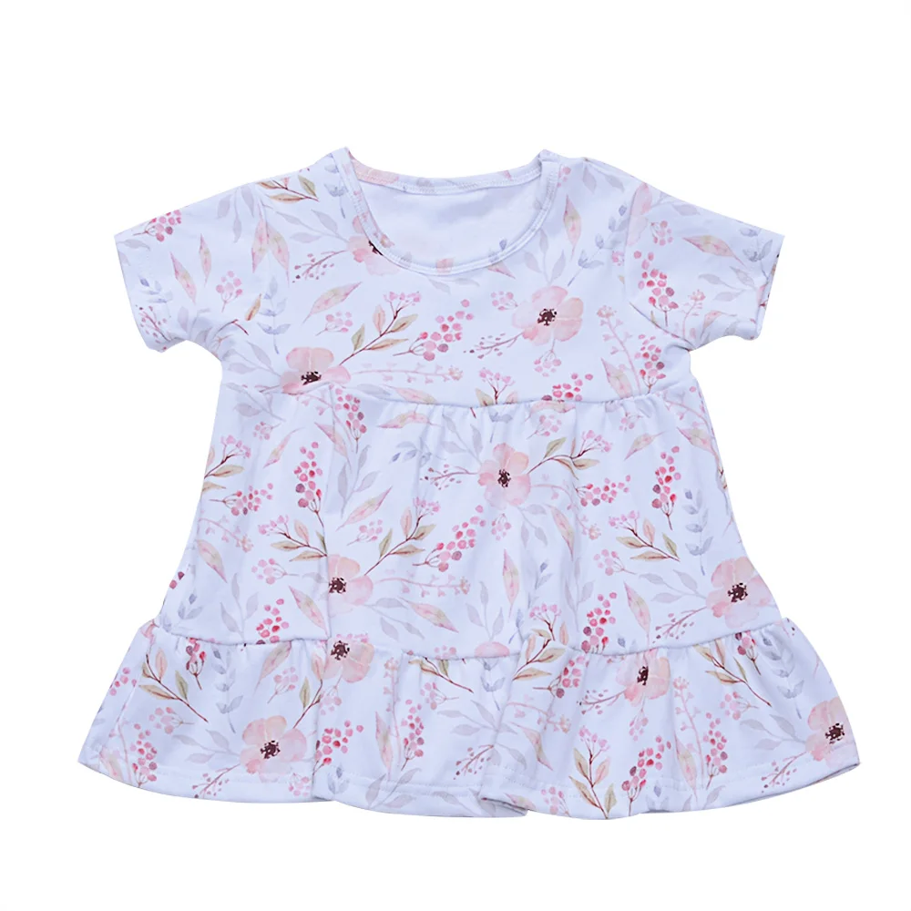 

New Spring Kids Clothing Girls Flower Peplum Tops Casual Girls Skirt Short Sleeve Top For Children