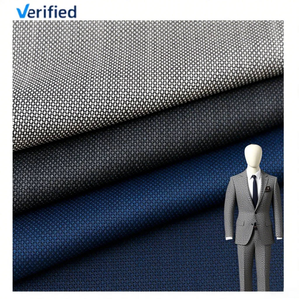 Elegant Bird Eyes 50%W 50%P Merino Wool Suiting Fabric Wool/Polyester Fabric for Men's Suit Jacket