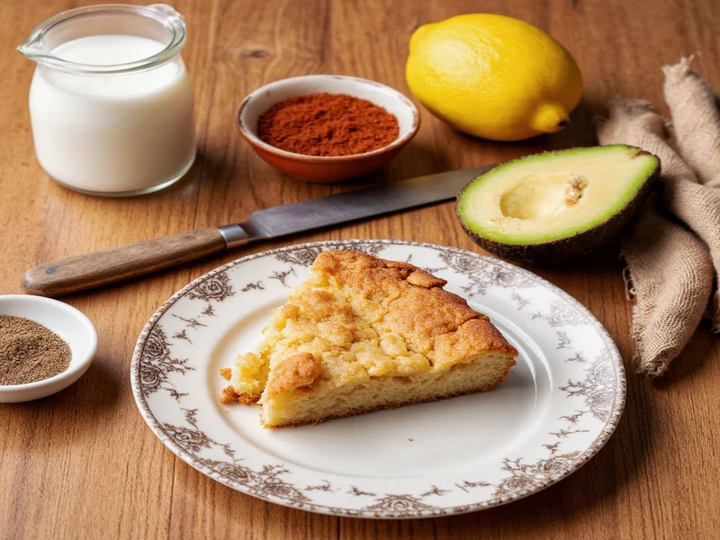 Homemade cake ingredients neatly arranged on wooden table