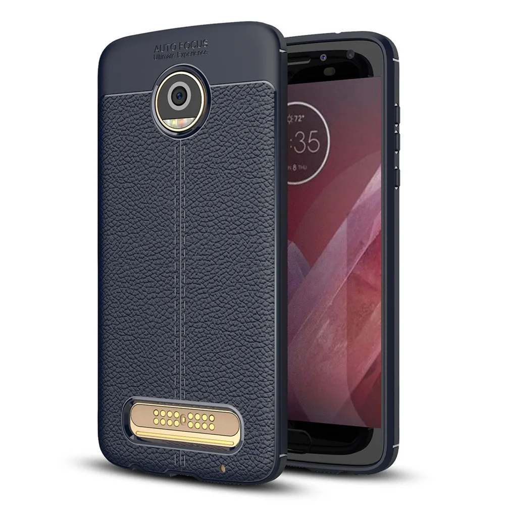 

Free Shipping Laudtec Leather Texture Silicon TPU Auto Focus Skin Back Cover Mobile Phone Case for Motorola Moto Z2 Play, Black, navy blue, red, gray