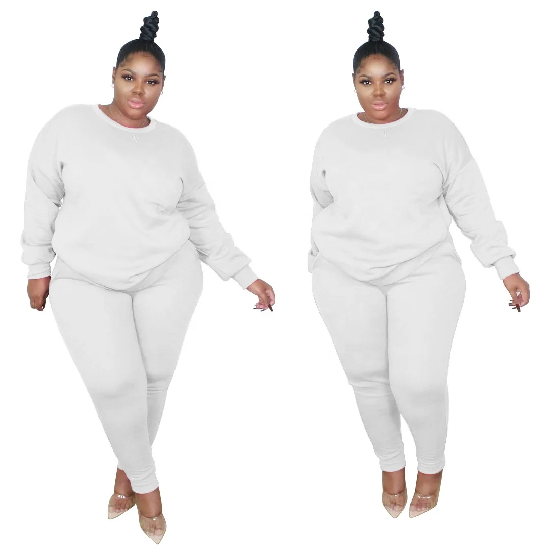 

MT88-6778 Fall 2020 two-piece long-sleeved sweatshirt trousers sportswear casual wear women's pockets plus size women clothing