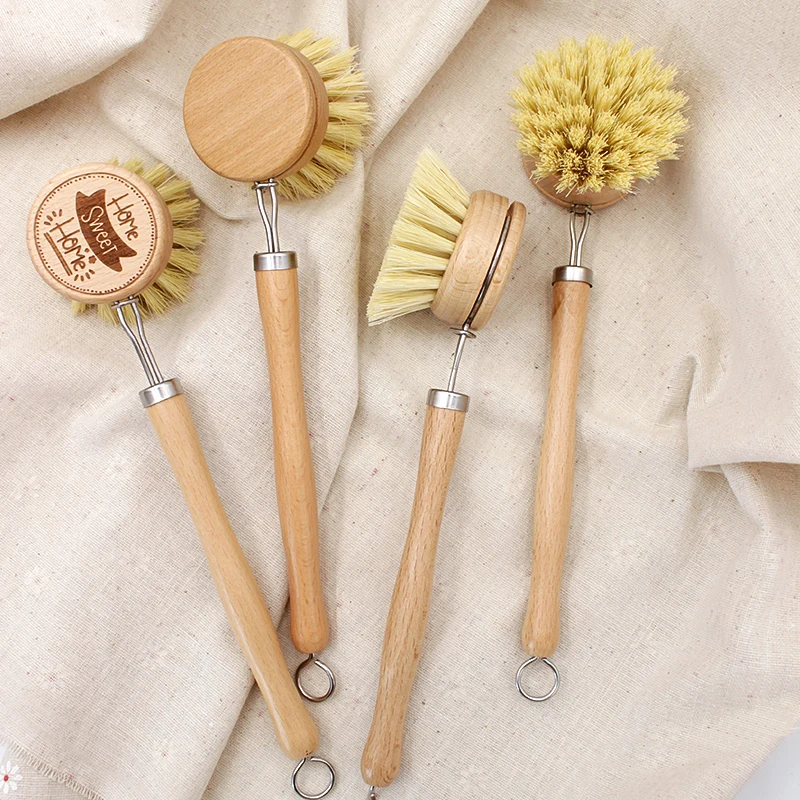 

household cleaning tools refill brush head kitchen cleaner natural tampico fibre beech wood dish brush palm bowl brushes