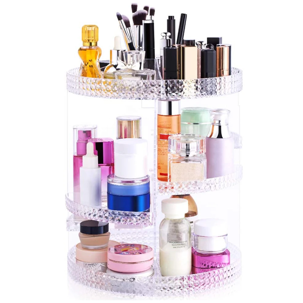 

Adjustable Multi-Function 360-Degree Rotating Makeup Organizer, White