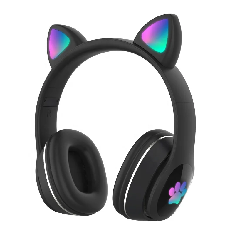 

Buy hot sale earphones super cute cat ear noise canceling headphones gaming headsets earphone for headphones wireless with mic, Black, white,blue, pink, purple