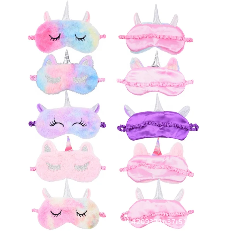 

New shade of seven color unicorn plush eye mask cartoon cute girl heart shading sleep mask wholesale, Customize
