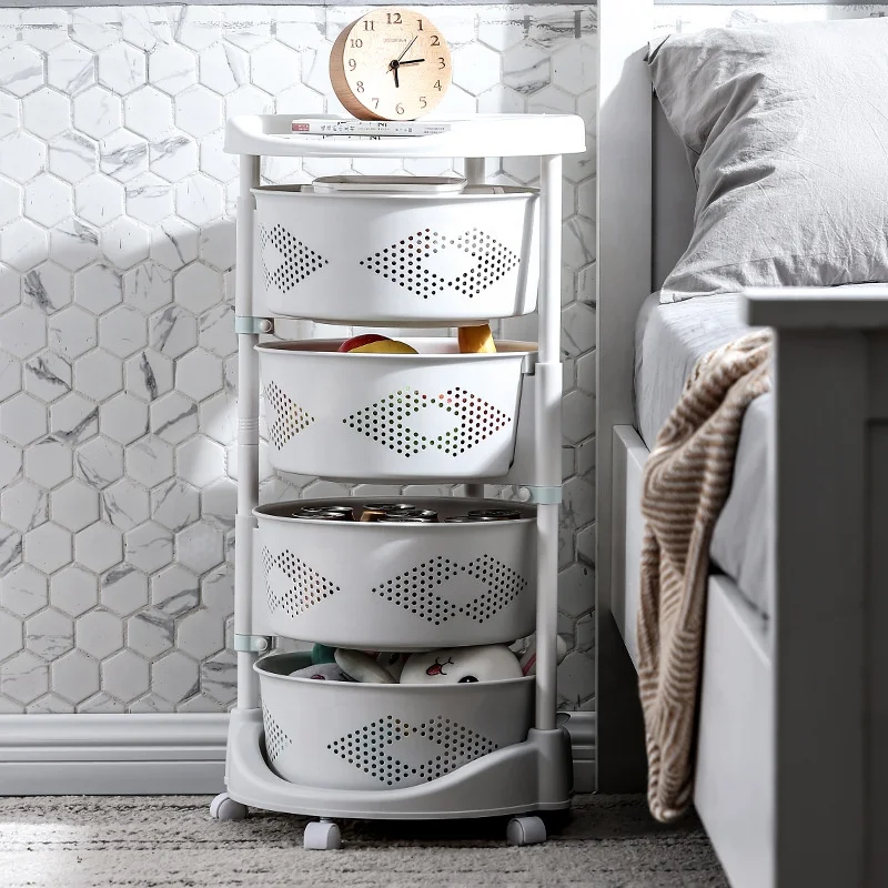 

5 Layer Multi Function Rotating Plastic Kitchen Basket Storage Organizer Kitchen Vegetable Organizer Trolley