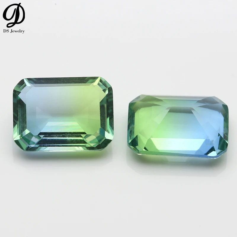 

Factory Price Octagon bicolor tourmaline stone glass stones for jewelry