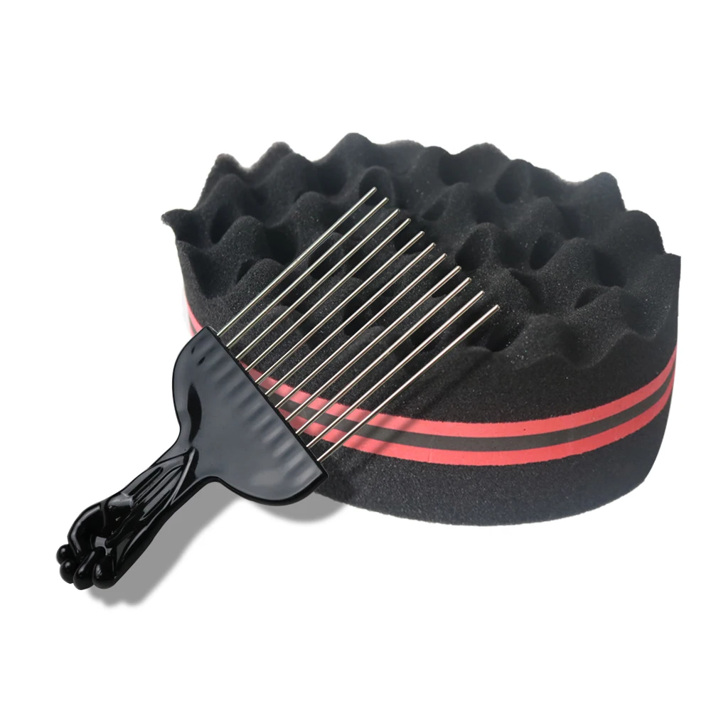 

Wholesale good quality black Wave shape hair sponge brush sponges foam brush
