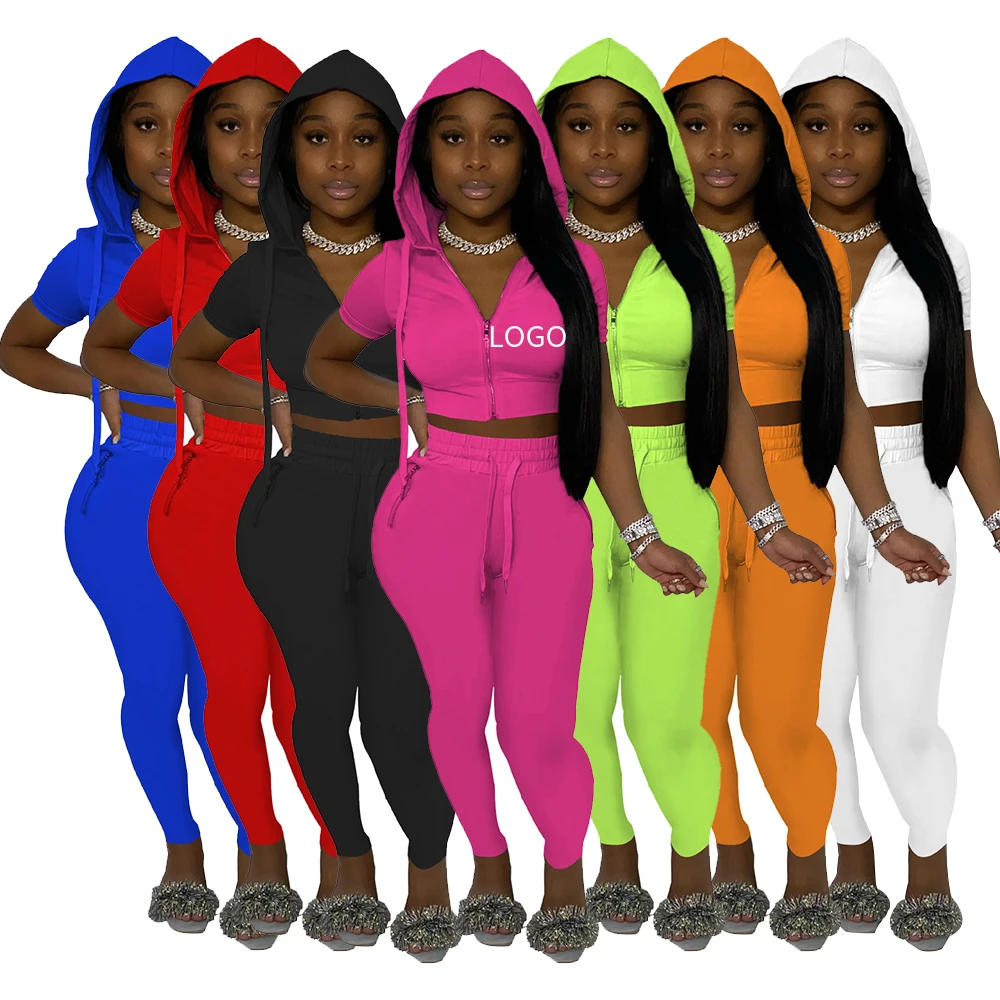 

2021 Outfits Casual Fall Clothes Women's Hoodies & Sweatshirts Zipper Two Piece Hoodie Pants Set Women Clothing