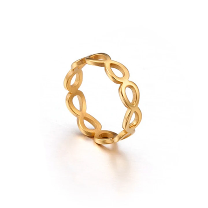 

2021 New Arrival Hollow Number 8 Ring Stainless Steel Couple Rings, As picture shows