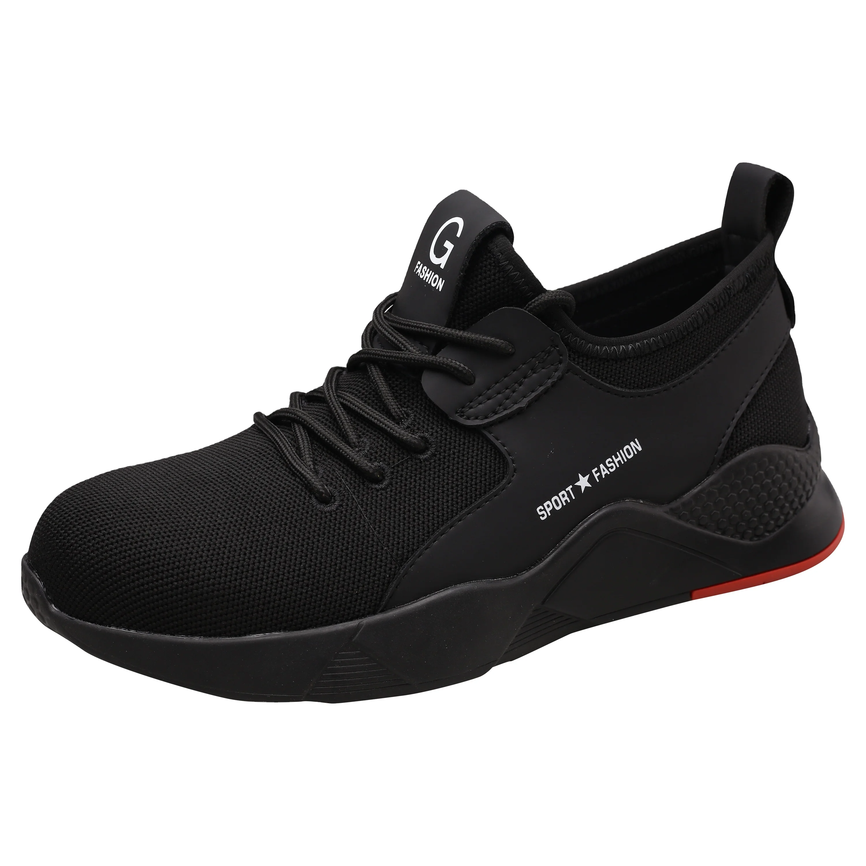 

Labor insurance shoes lightweight breathable work shose men's summer casual sports safety shose men with rubber bottom, Black
