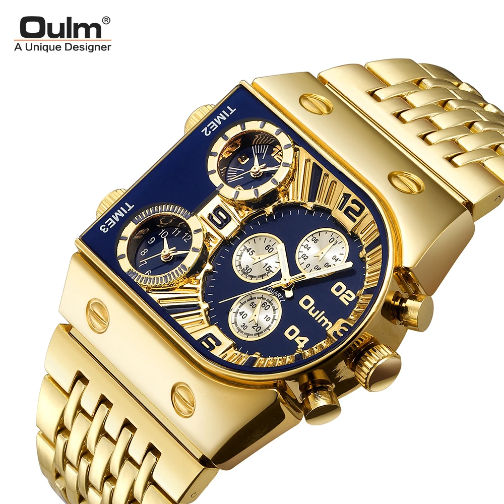 

Oulm 9315 Fancy Mens Quartz Wrist Watch Luxury Gold Strap 3 Clock Waterproof Men Watches 1 Price