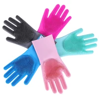 

Multipurpose Magic Dishwashing Silicone Gloves with Wash Scrubber silicone Rubber Cleaning Gloves