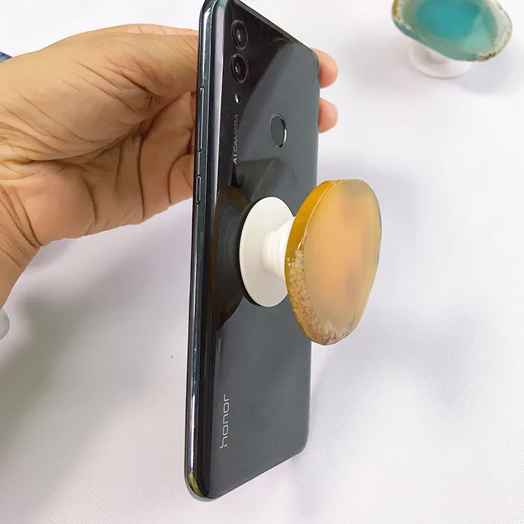 

50mm Agate Custom Zodiac Pocket Mobile Phone Case Stand Popping Up Cell Phone Holder