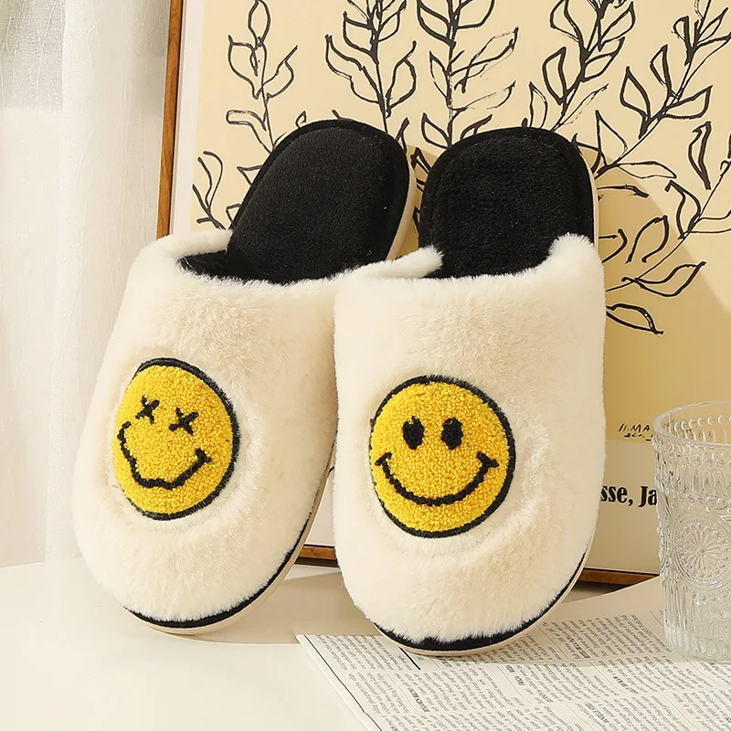 

2021 Cheap Drop shipping smiley face indoor slippers Dropshipping wholesale smile women's slippers shoes