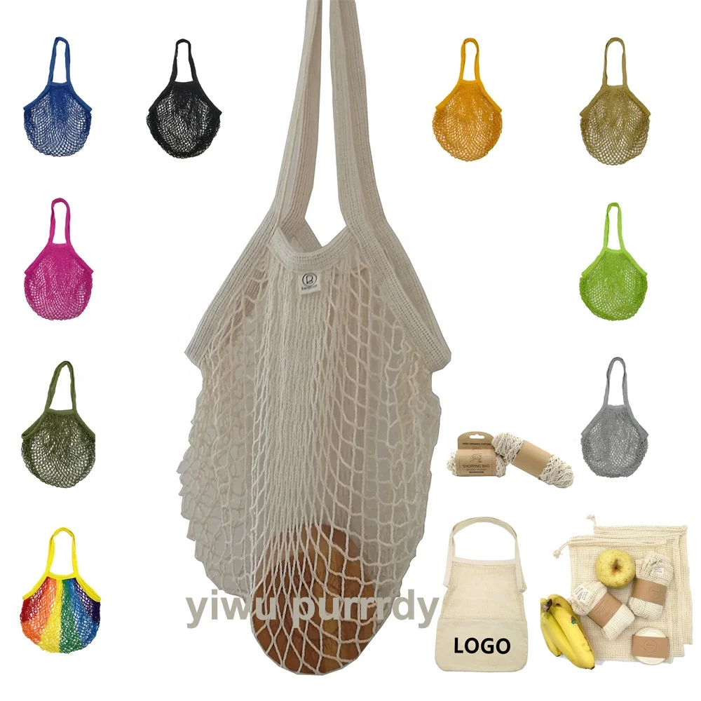 

Sopurrrdy Reusable Grocery Tote String Shopping Net Cotton Mesh Bags, Beige, red, yellow, pink, black, etc or customize