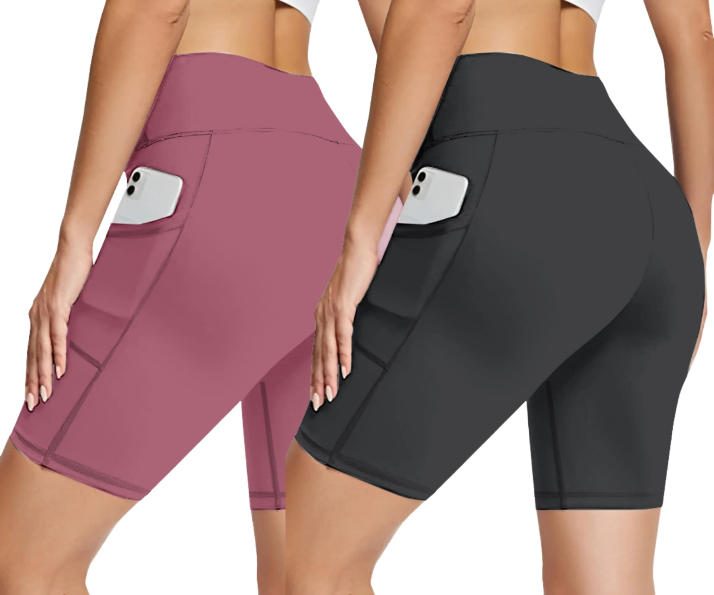 High-Waisted Four面弹力with Pockets Yoga Pants