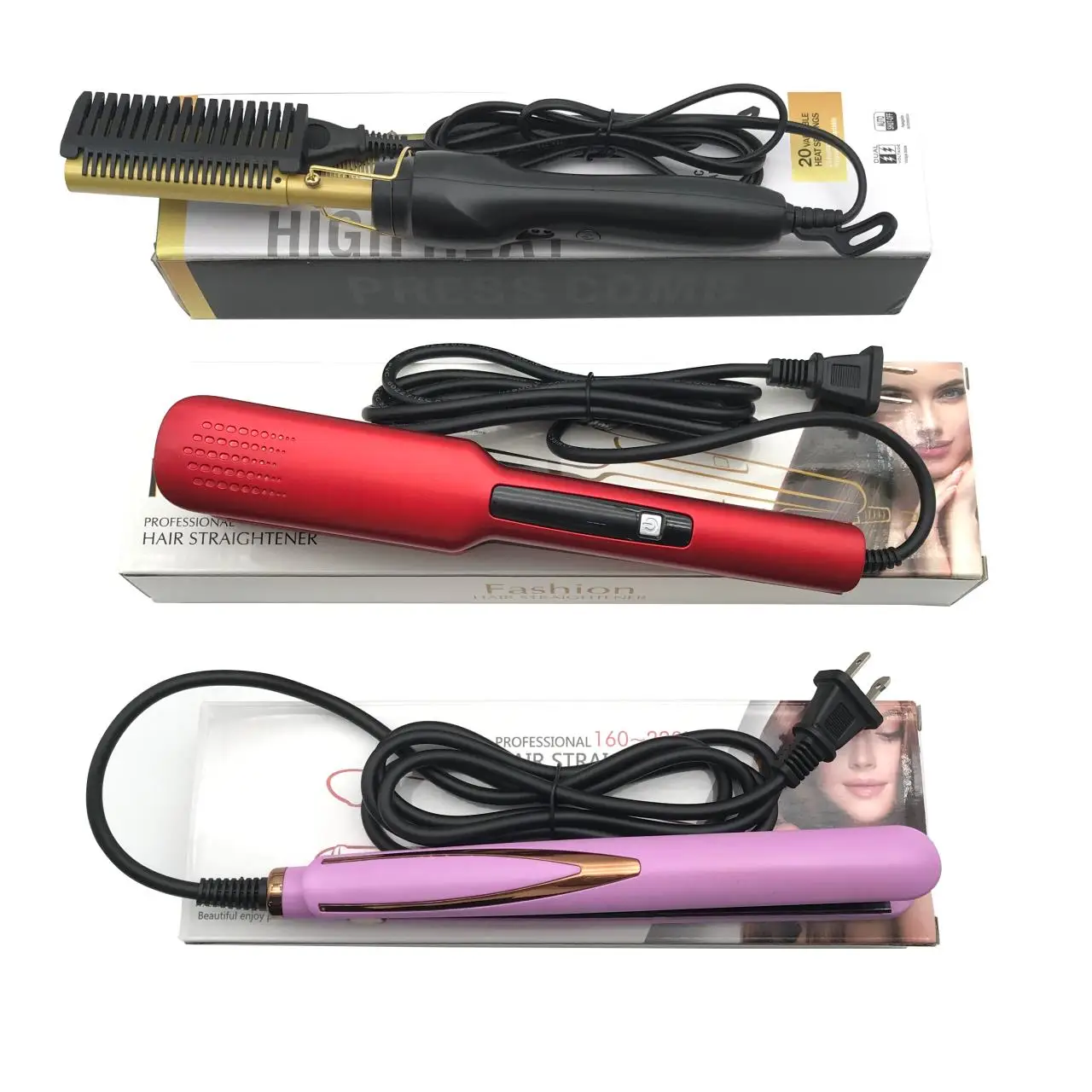 

New arrival hot comb electric hair salon hot combs straightener different color hot comb